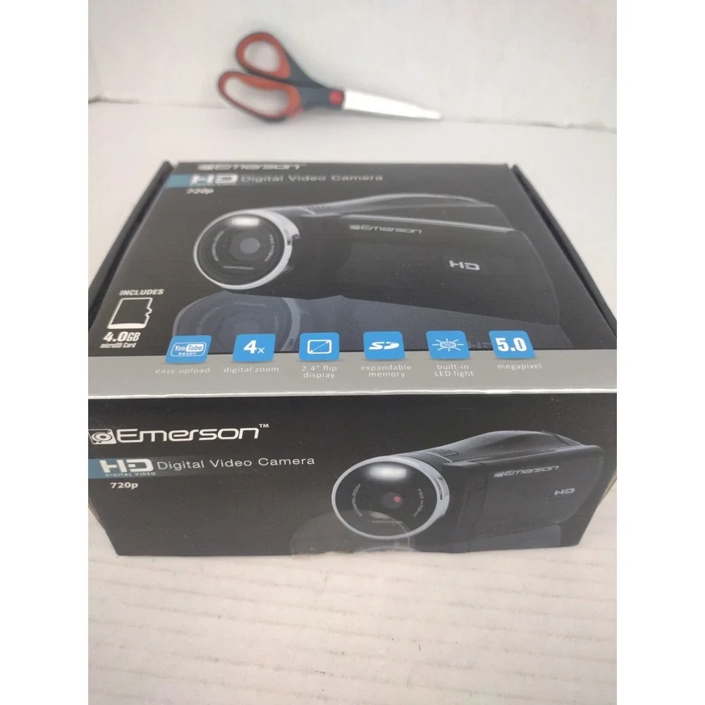 Emerson EVC720 HD 720p Digital Camcorder Tested Working W/Box and Manual